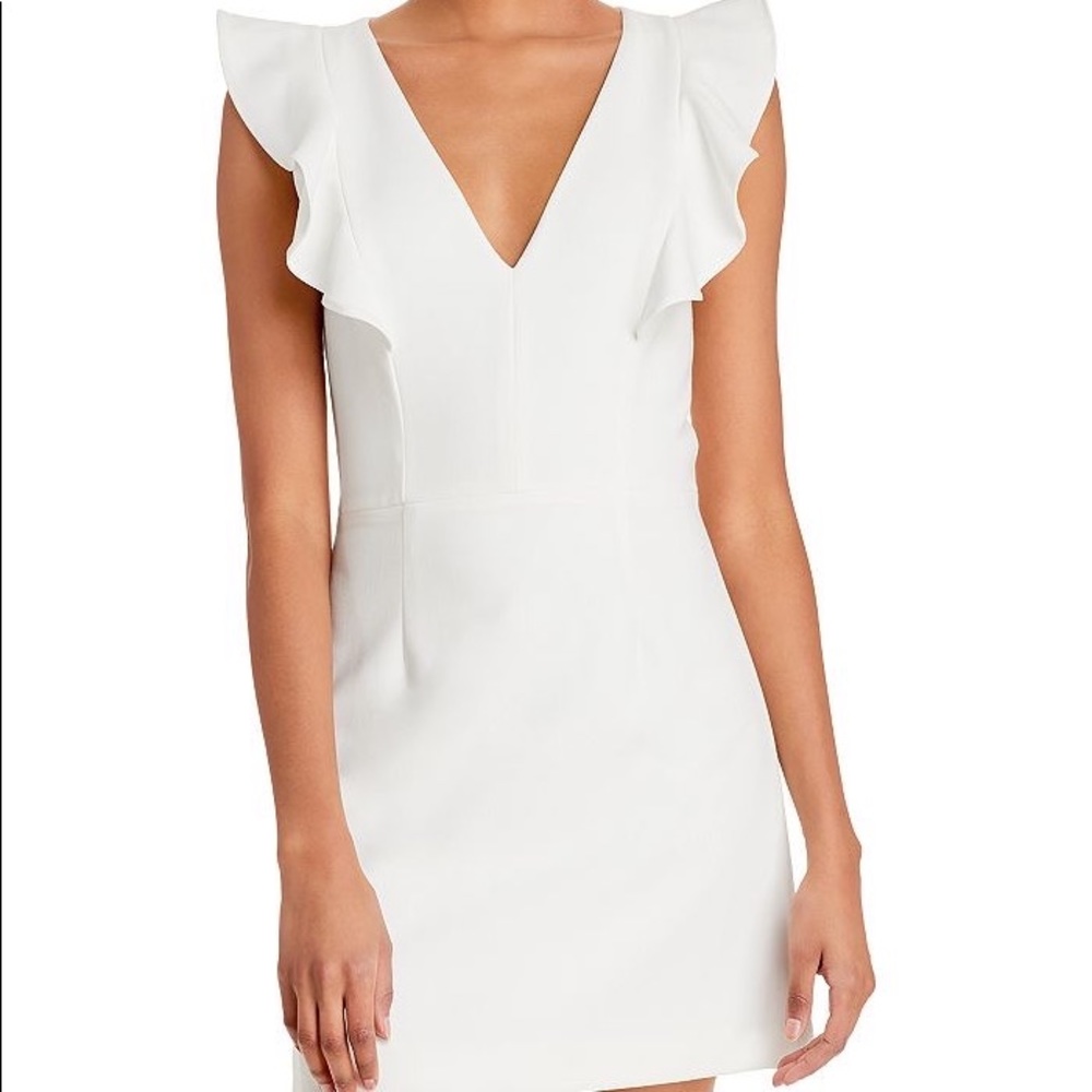 French Connection Whisper Ruffled V-Neck Mini Dress - Picture 2 of 6